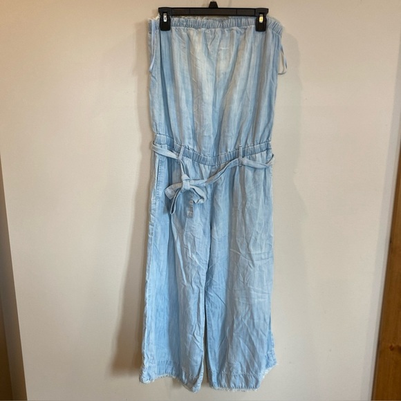 Anthropologie Cloth & Stone Fringe Hem Strapless Wide Leg Jumpsuit medium - Picture 1 of 7